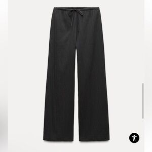 Zara ZW COLLECTION PYJAMA-STYLE TROUSERS Black Size Small NWT